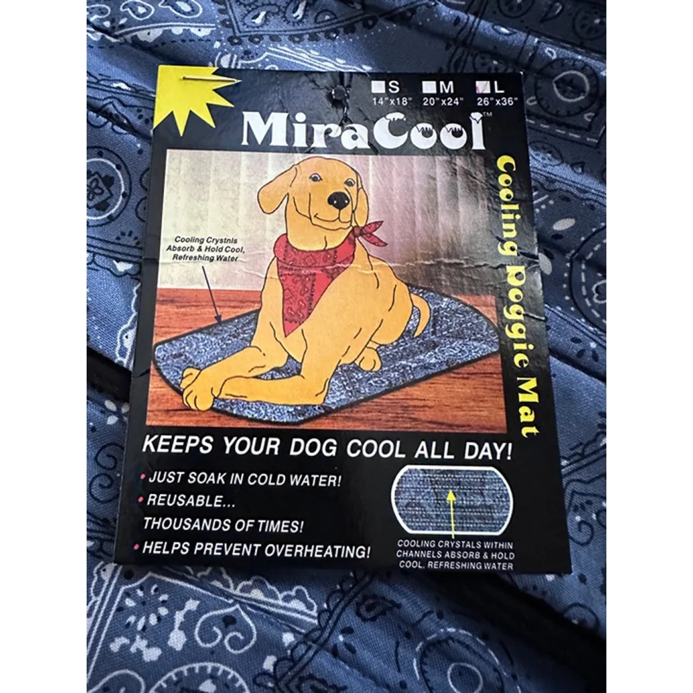 MiraCool Reusable Cooling Dog Mat, Large 26x36 Blue Bandana Pattern